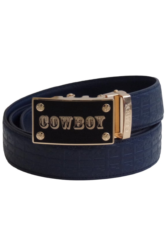 Signature Mens Leather Ratchet Belt, COWBOY Automatic Buckle Statement Belt