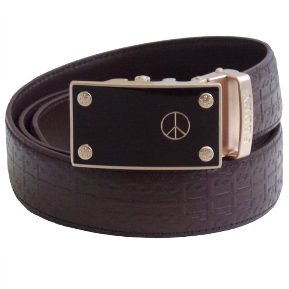 FEDEY Signature Mens Ratchet Belt, Statement Belt w PEACE Automatic Buckle
