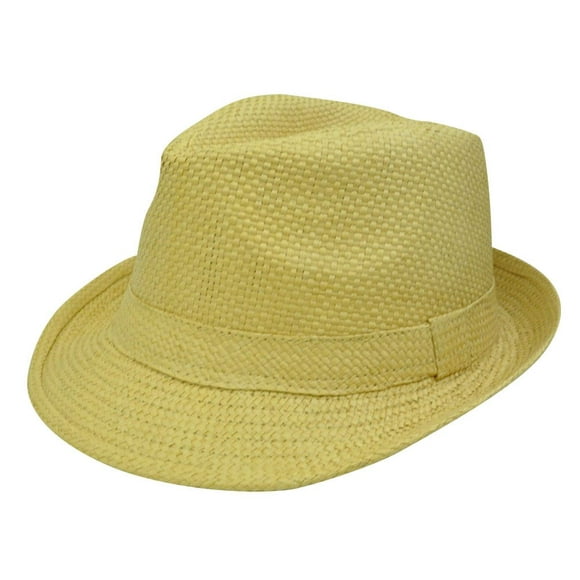 FEDORA TRILBY WOVEN KHAKI PAPER HAT SMALL MEDIUM
