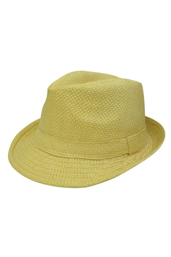 FEDORA TRILBY WOVEN KHAKI PAPER HAT SMALL MEDIUM