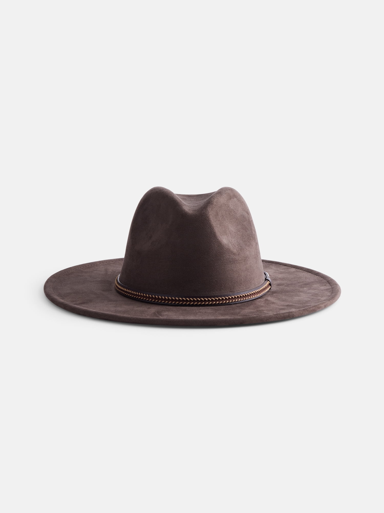 Scenario Women's Faux Suede Fedora with Whipstitch Trim, Mushroom