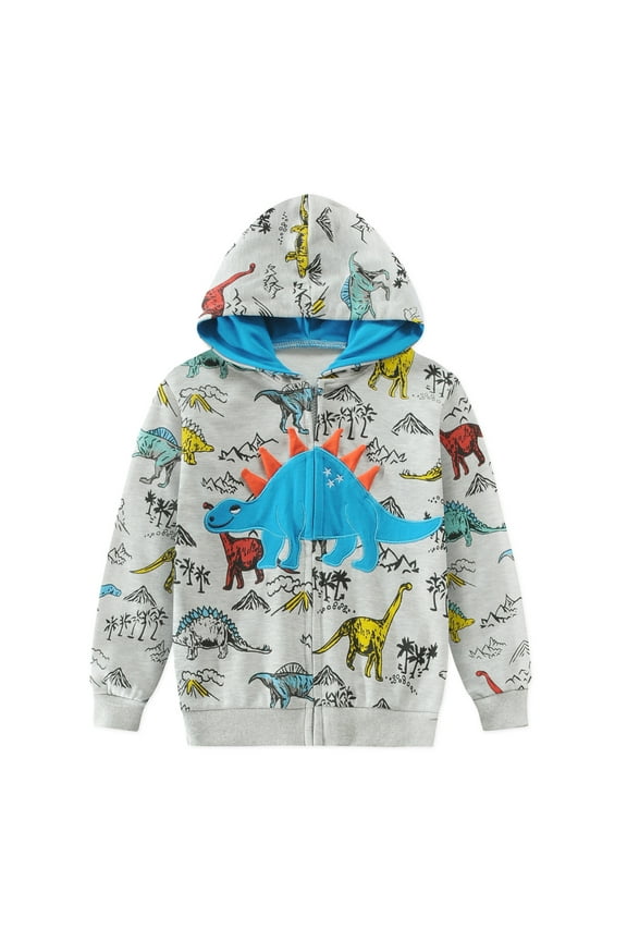 Boy Hoodie Dinosaur Hoodies Zip Up Sweatshirt Hooded Jacket 6T