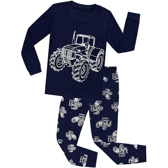FEDPOP Boys Cars Pajamas Glow in the Dark Graphic Sleepwear Kids Cotton Pjs Clothes 6T
