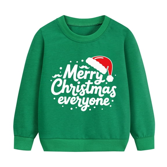 FEDPOP Boys Christmas Sweatshirts Cotton Crewneck Shirts Santa Embroidery Kids Tops 7T