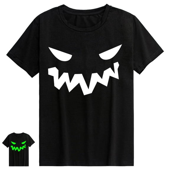 FEDPOP Boys Glow in the Dark Halloween T Shirts Kids Cotton Graphic Tees Pumpkin Top Clothing Size 3T
