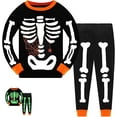 thumbnail image 1 of FEDPOP Boys Halloween Ghost Sleepwear Cotton Clothes Glowing Skeleton Pajamas 3T, 1 of 7