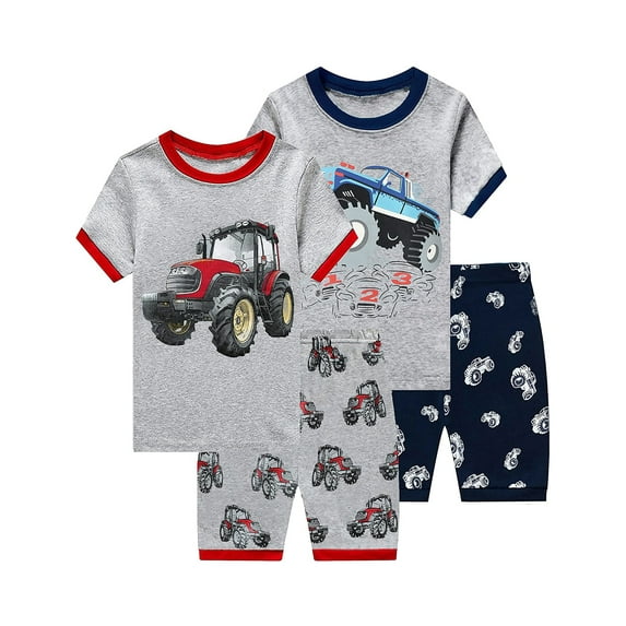 FEDPOP Boys Pajamas Tractor Kids Summer Short Sets Sleepwear 6T