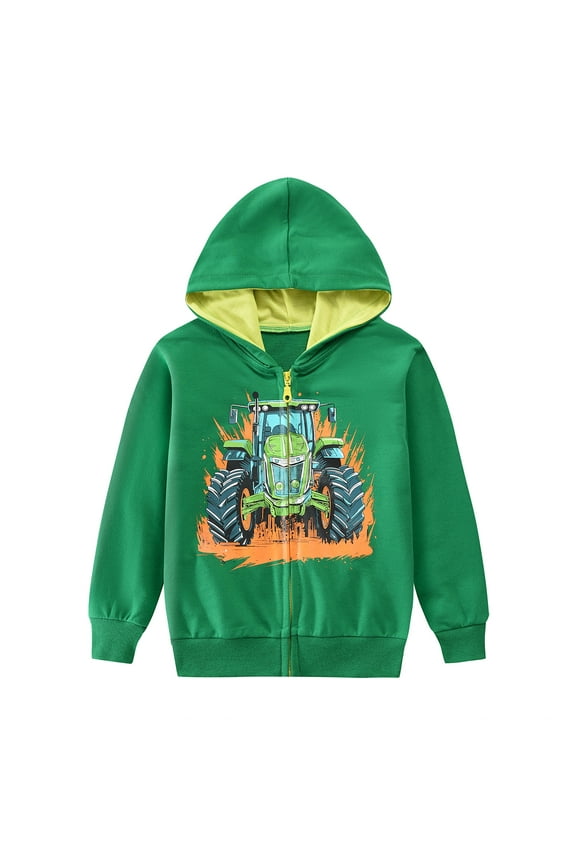 Boys Zip-Up Hoodie Sweatshirts Toddler Truck Jacket Hooded Shirts Pollover Tops 3T