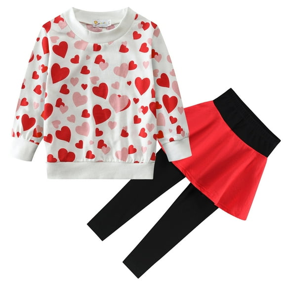 FEDPOP Girls Clothes Outfits Sets Sweatshirt Top & Long Pantskirts Graphic Clothes Set Size 6T