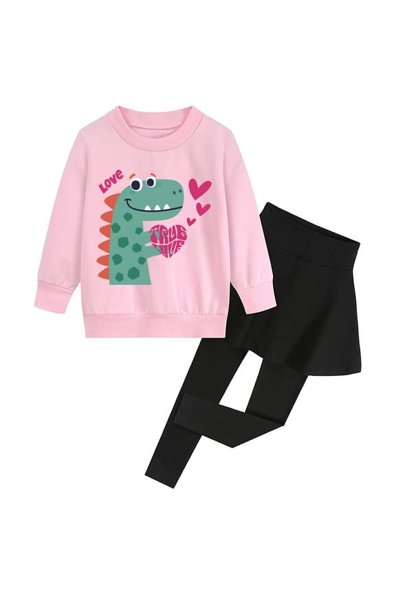 Girls Graphic Clothes Valentines Tops & Leggings Outfit Clothing Set 4T