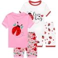 thumbnail image 1 of FEDPOP Girls Pajamas Sets Ladybug Summer Short Pjs Sleepwear Cotton Loungewear Clothes 7T, 1 of 8