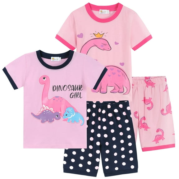 FEDPOP Girls Short Pajamas Set Dinosaur Kids Pjs Sleepwear Clothes 7T