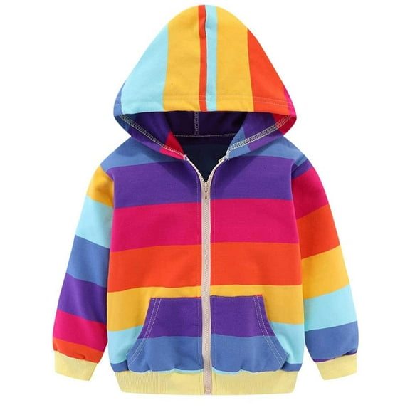 FEDPOP Girls Zip-Up Hoodie Sweatshirts Toddler Jacket Long Sleeve Hooded Shirts Pollover Tops 4T