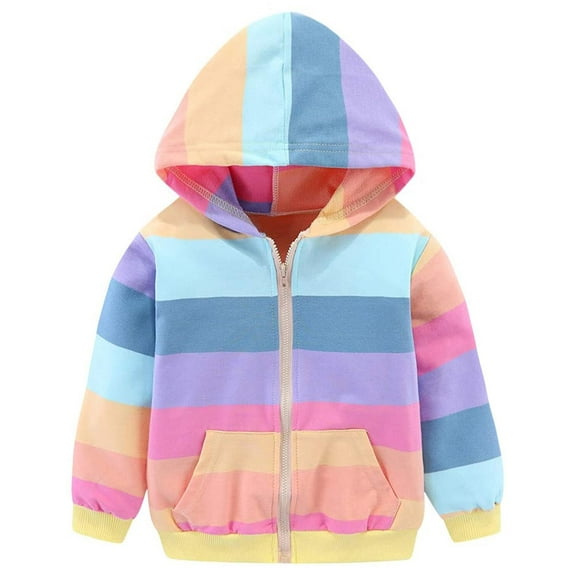 FEDPOP Girls Zip-Up Hoodie Sweatshirts Toddler Jacket Long Sleeve Hooded Shirts Pollover Tops 4T