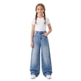 thumbnail image 1 of FEDPOP Girls Wide Leg Baggy Jeans, High Waisted Denim Pants with Pockets, Casual Y2K Loose Trousers for Kids, Blue, 8-14Y, 1 of 7