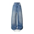 thumbnail image 1 of FEDPOP Jeans for Girls Wide Leg Baggy Denim Pants Cute High Waisted Trousers Kids Casual Y2k Streetwear with Pockets 8-14Y, 1 of 6