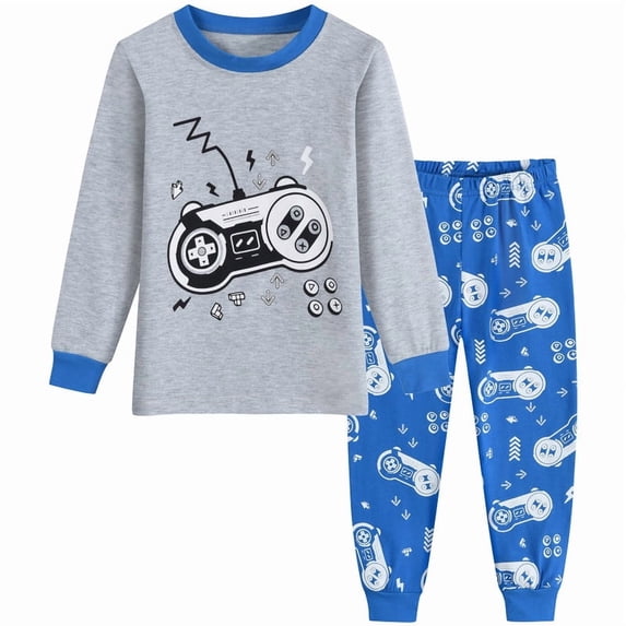 FEDPOP Kids Gaming Graphic Pajamas Toddler Boys 2-Piece Long Sleeve Cotton Sleepwear Set Size 6T