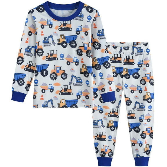 FEDPOP Little Boys Cars Pajamas Kids Long Sleeve Snug-Fit Clothes Pjs Set 6T
