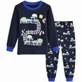 thumbnail image 1 of FEDPOP Little Boys Railway Train Graphic Pajamas 2-Piece Long Sleeve Cotton Sleepwear Set Size 6T, 1 of 4