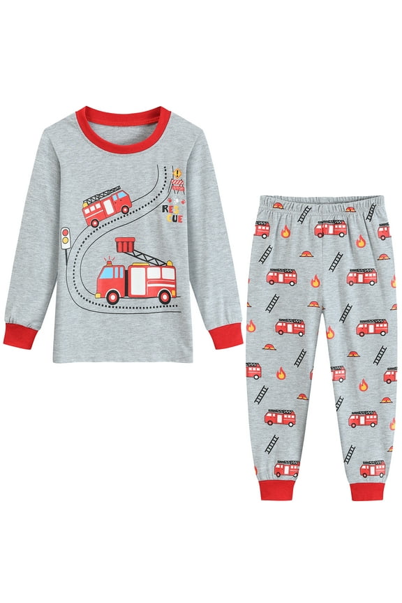 Pajamas Set Toddlers Boys 2-Piece Cotton Long Sleeve Casual Sleepwear Clothes for Kids 7T