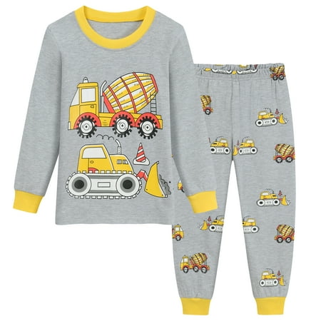 FEDPOP Toddler Boy Cotton Pajamas Set for Kids Sleepwear Truck Pjs 3T
