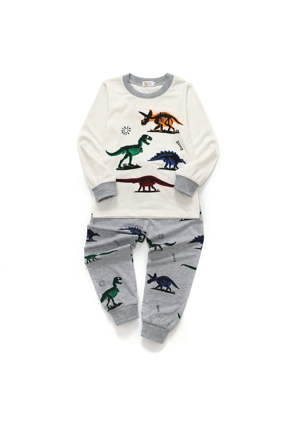 Toddler Boy Dinosaur Long Sleeve Top & Long Pants 100% Cotton Pajama Set 6T