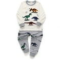 thumbnail image 1 of FEDPOP Toddler Boy Pajamas Set Dinosaur Cotton Long Sleeve 2 Piece Pajama Set 4T, 1 of 8