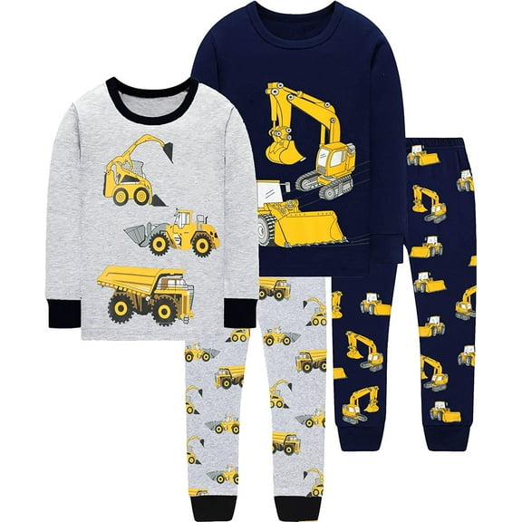 FEDPOP Toddler Boy Pajamas Tractor Cotton Sleepwear 2-Piece Pjs 3T