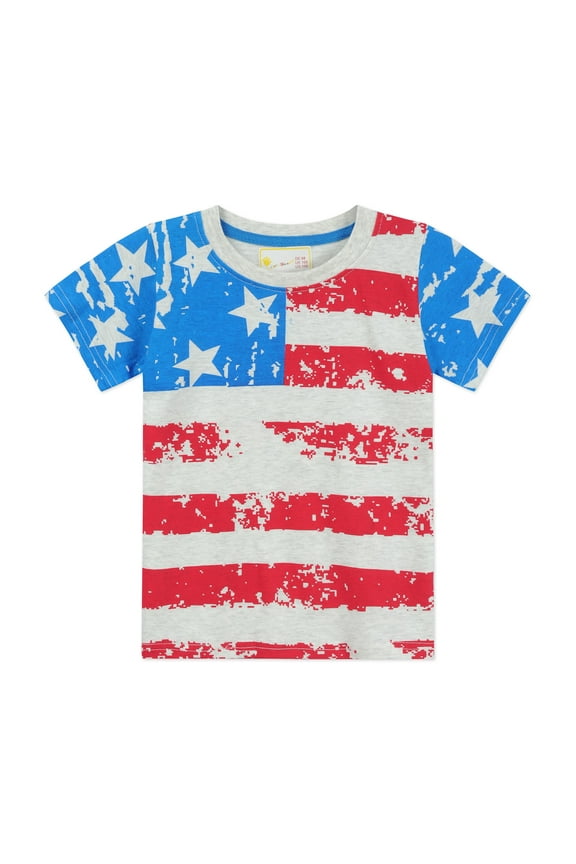 Toddler Boys 4th of July T-Shirt American Flag Short Sleeve Tees 2-7 Years