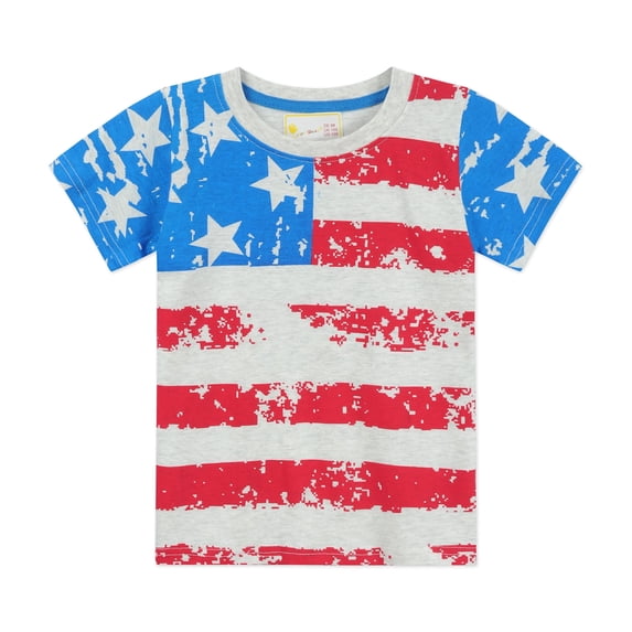 FEDPOP Toddler Boys 4th of July T-Shirt American Flag Short Sleeve Tees 2-7 Years