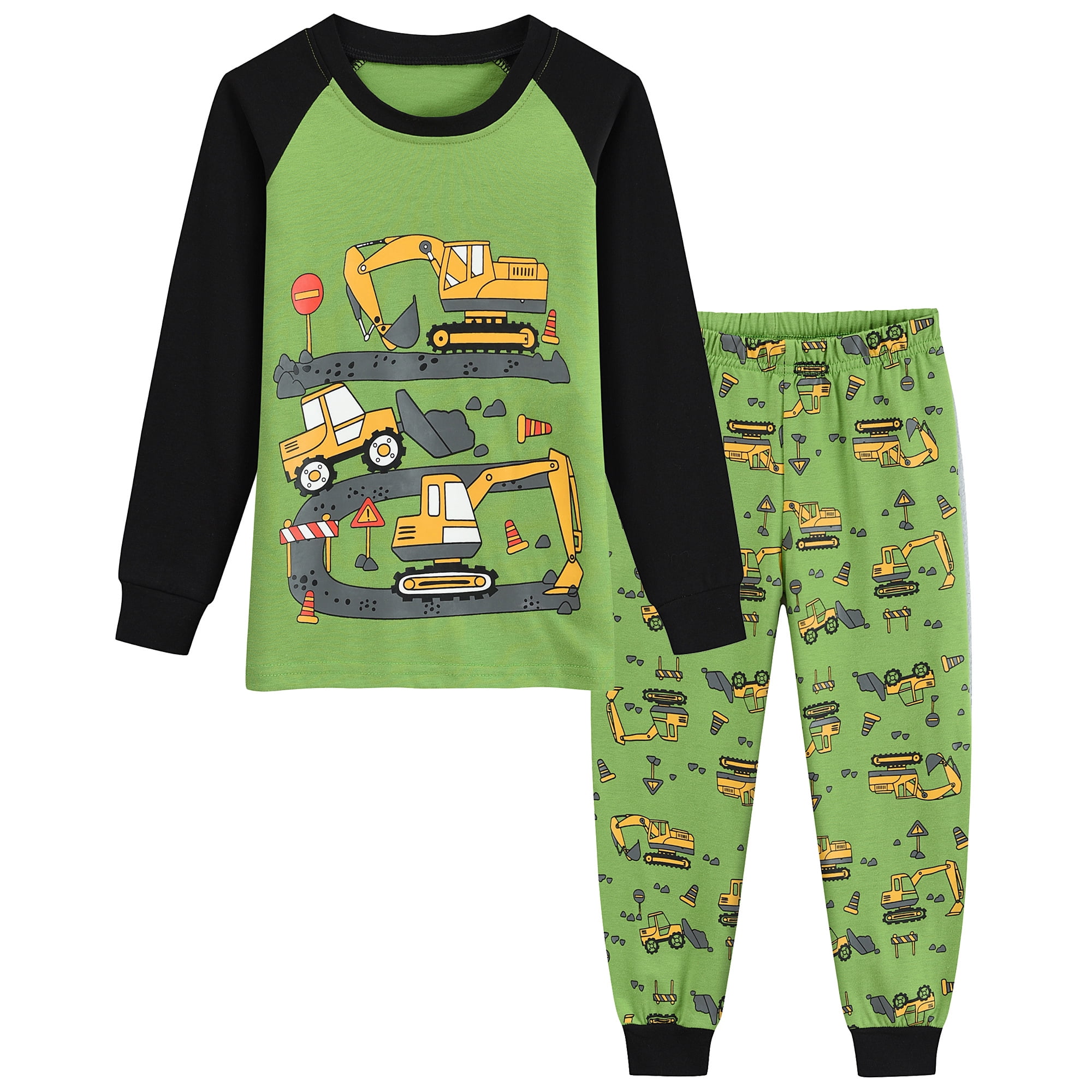 FEDPOP Toddler Boys Tractor Pajamas Long Sleepwear Kids Pjs Size