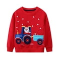 thumbnail image 1 of FEDPOP Toddler Boys Christmas Sweatshirts Cotton Crewneck Santa Embroidery Kids Tops 3T, 1 of 9