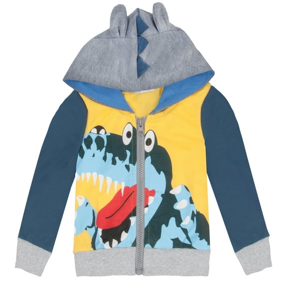 FEDPOP Toddler Boys Dinosaur Hoodies Kids Zipper Hooded Jacket Sweatshirts 3T