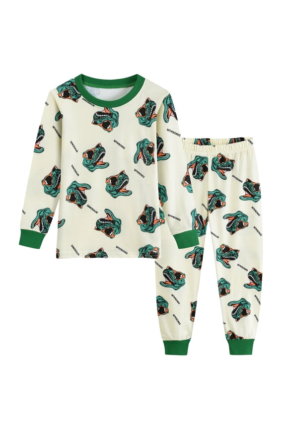 Toddler Boys Dinosaur Pajamas Kids Long Sleeve Snug-Fit Clothes Pjs Set 4T