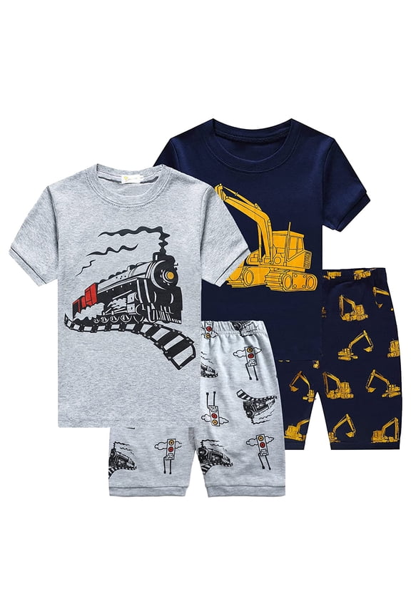 Toddler Boys Excavator Construction Truck Pajama Short Sets 4T