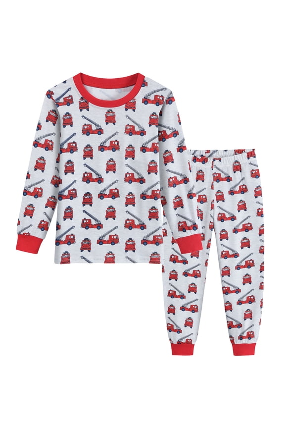 Toddler Boys Excavator Pajamas Kids Long Sleeve Snug-Fit Clothes Pjs Set 3T