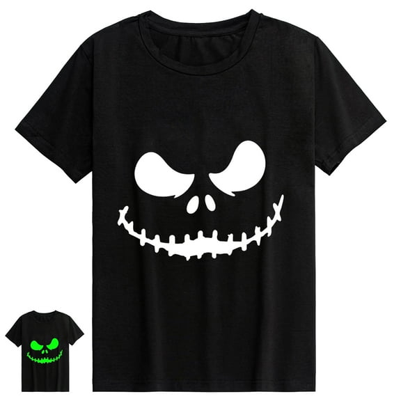 FEDPOP Toddler Boys Halloween T Shirts Glow in the Dark Kids Cotton Graphic Tees Pumpkin T-Shirt Size 3T