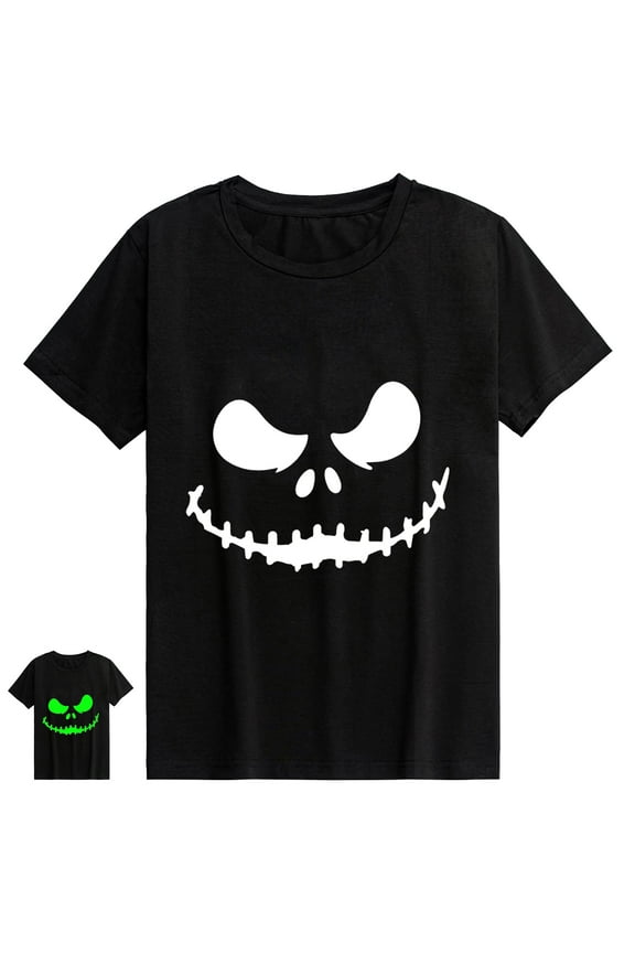 Toddler Boys Halloween T Shirts Glow in the Dark Kids Cotton Graphic Tees Pumpkin T-Shirt Size 3T