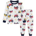 thumbnail image 1 of FEDPOP Toddler Boys Pajamas Bamboo Viscose Kids Long Sleeve Snug fit truck Printed Pjs 2pcs Set 7T, 1 of 7