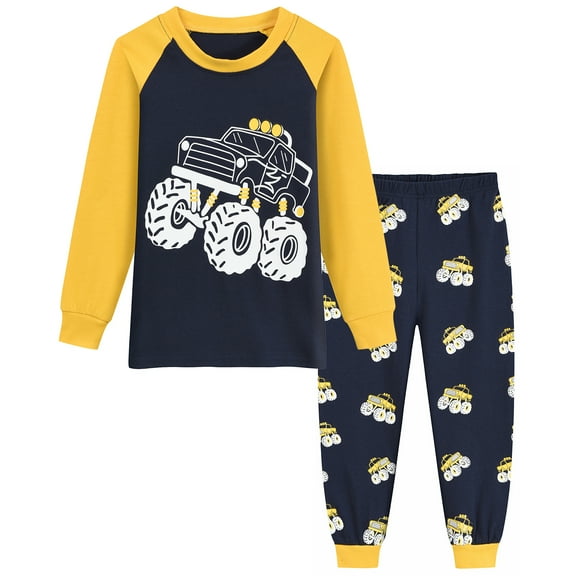 FEDPOP Toddler Boys Pajamas Set Kids Graphic Pjs Cotton Caual Sleepwear Clothes 2T