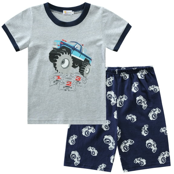 FEDPOP Toddler Boys Pajamas Short Sleeve 2 Piece Sleepwear Set Size 2t