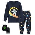 thumbnail image 1 of FEDPOP Toddler Boys Space Pajamas Glow in the Dark Graphic Sleepwear Kids Cotton Pjs Clothes 3T, 1 of 8
