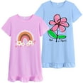 thumbnail image 1 of FEDPOP Toddler Girl 2-Pieces Summer Nightgown Graphic Cotton Sleep Dress for Kids 5-6Y, 1 of 7