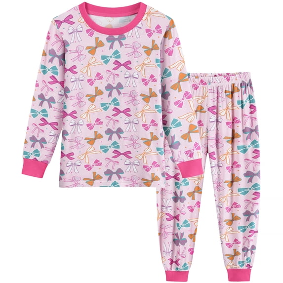 FEDPOP Toddler Girls Pajamas Bamboo Viscose Kids Snug fit Heart Printed Pjs 2pcs Valentines Day Set 5T