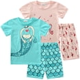 thumbnail image 1 of FEDPOP Toddler Girls Pajamas Sets Mermaid Summer Short Pjs Sleepwear Cotton Clothes 5T, 1 of 6
