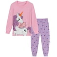 thumbnail image 1 of FEDPOP Toddler Girls Pajamas Unicorn Graphic Sleepwear 2-Piece 100% Cotton Pajama Set Size 2T, 1 of 7