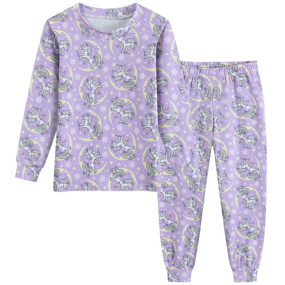 FEDPOP Toddler Girls Sleepwears Kids Snug-Fit Pajamas Long Sleeve Clothes Pjs Set 4T