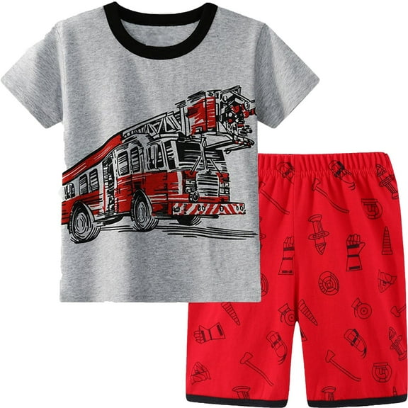 FEDPOP Toddler Pajamas Little Boys Sleepwears Set Pyjamas Cotton Clothes Toddler Kid Summer Clothes 7T