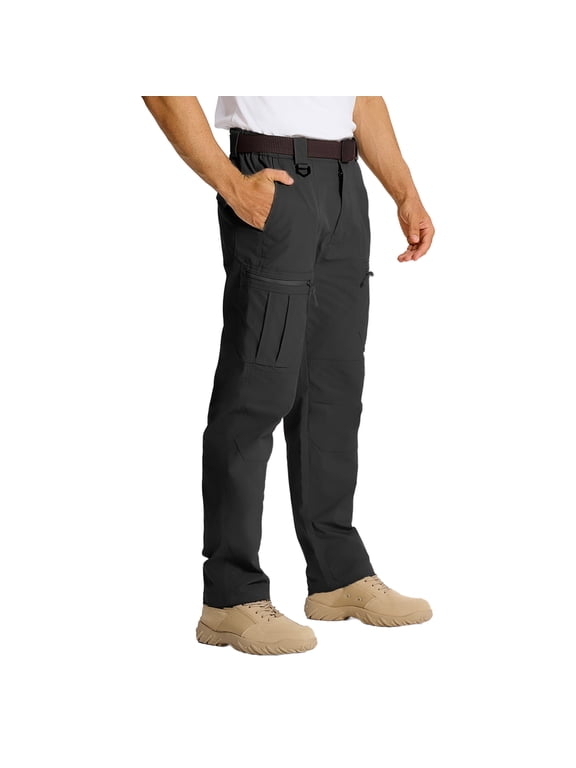 Cargo Pants for Men with Pockets Casual Hiking Elastic Waist Pants-Durable, Sizes 30-38