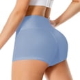 thumbnail image 1 of FEDTOSING High Waist Soft Yoga Shorts Blue Workout Booty Spandex Shorts for Women 3",up to Size 2XL, 1 of 7